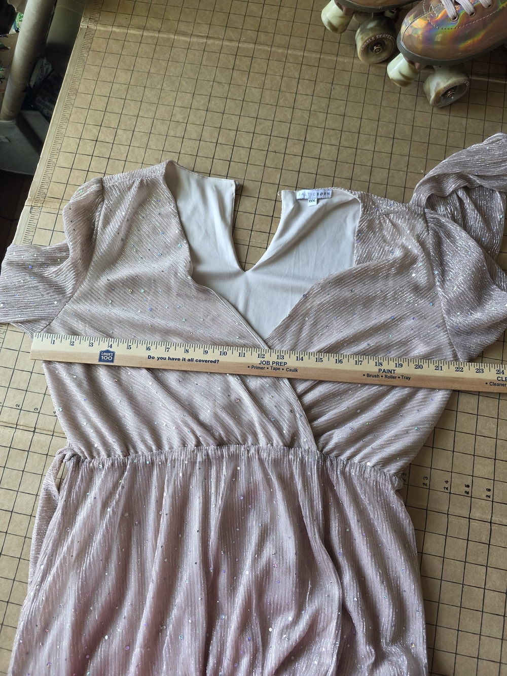 Baltic Born Cream Sheer Sparkle Trim Maxi Dress Event Black Tie Glam - Picture 14 of 16